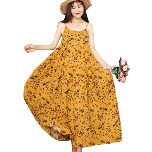 Women's dress bohemian floral print dres long maxi - Picture 4 of 10